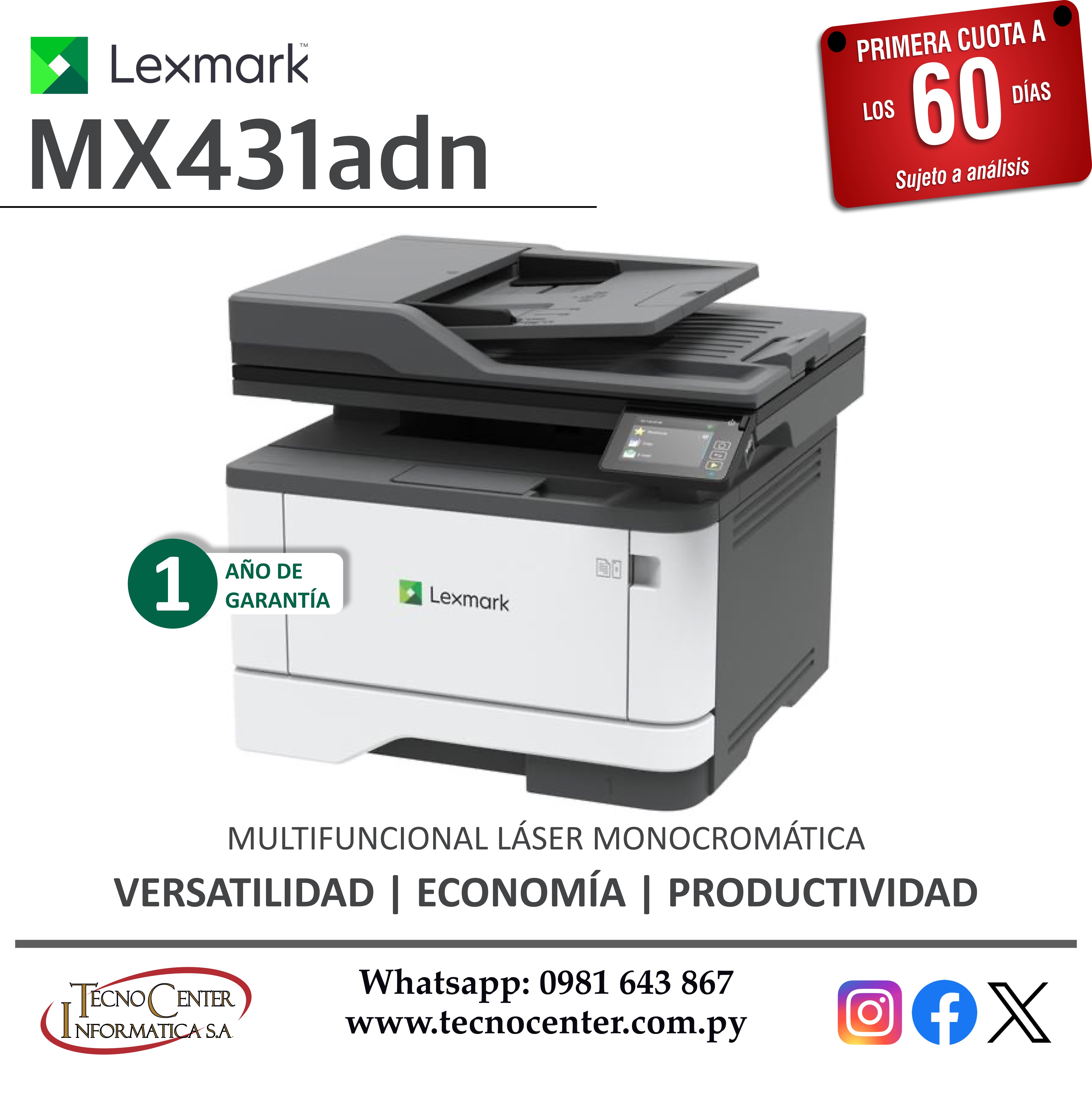 Multifuncional Monocromática Lexmark MX431adn